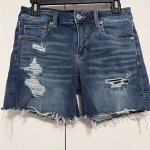 American Eagle Outfitters Blue Distressed Jean Shorts